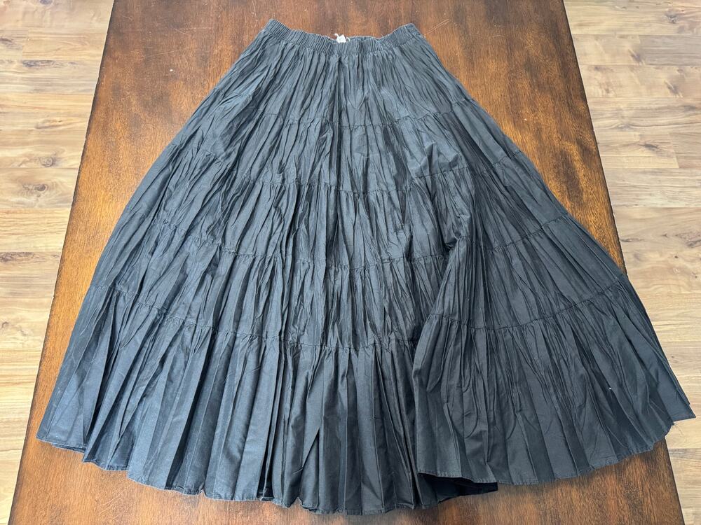 Vintage Malco Modes Black Tiered Maxi Skirt